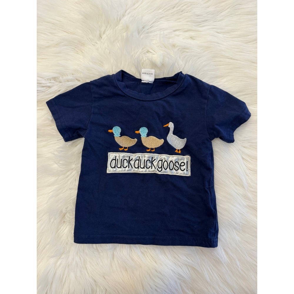 Duck Goose‎ 6/12m blue tee EUC